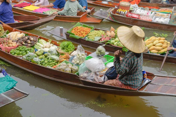 Damnoen Saduak Floating Market Amphawa Local People Sell Fruits Traditional — Stock Photo, Image