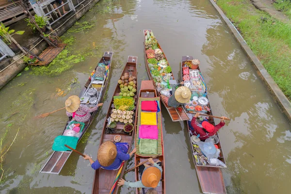 Damnoen Saduak Floating Market Amphawa Local People Sell Fruits Traditional — Stock Photo, Image