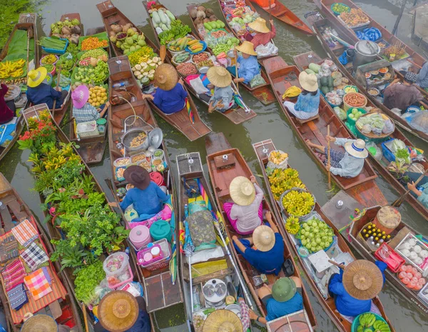 Damnoen Saduak Drijvende Markt Amphawa Lokale Mensen Verkopen Fruit Traditioneel — Stockfoto