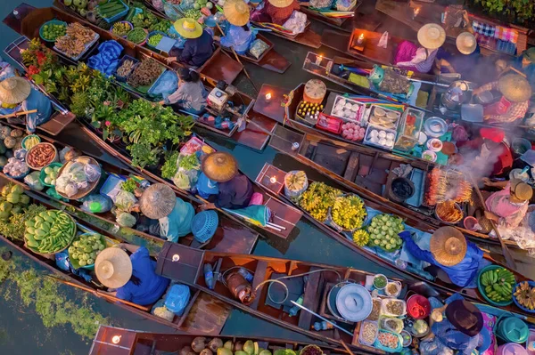 Damnoen Saduak Floating Market Amphawa Local People Sell Fruits Traditional — Stock Photo, Image