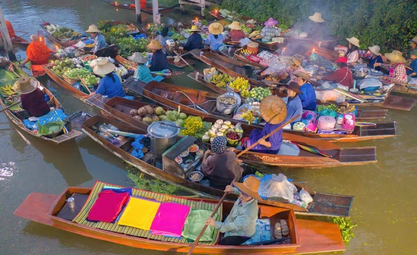 Damnoen Saduak Floating Market Amphawa Gente Del Posto Vende Frutta — Foto Stock