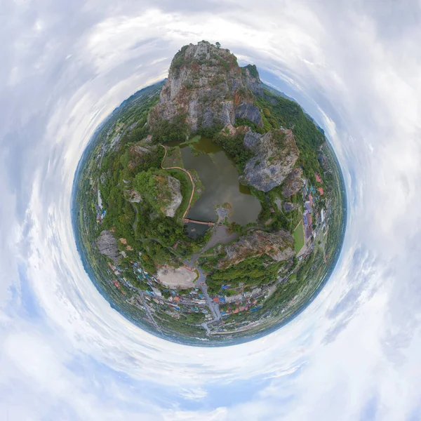 Piccolo Pianeta Sfera 360 Gradi Panorama Vista Aerea Khao Ngu — Foto Stock