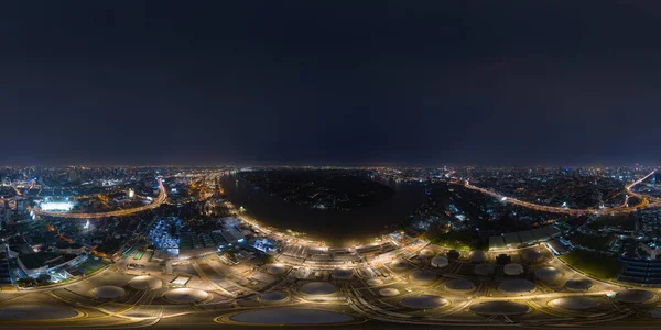360 Панорама 180 Градусов Безморская Панорама Воздуха Нефтехимического Нефтеперерабатывающего Завода — стоковое фото