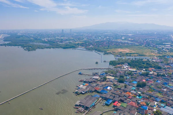 チョンブリスカイライン タイとスリランカ地区のアン シーラの空中ビュー アジアの都市 建築景観の背景 — ストック写真