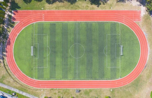 Luftaufnahme Von Fußball Sport Erholungsgebiet Nationalstadion Städtische Stadt Asien Grüne — Stockfoto