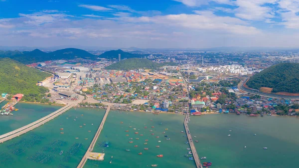 Vista Aérea Mar Pattaya Praia Tailândia Temporada Verão Cidade Urbana — Fotografia de Stock