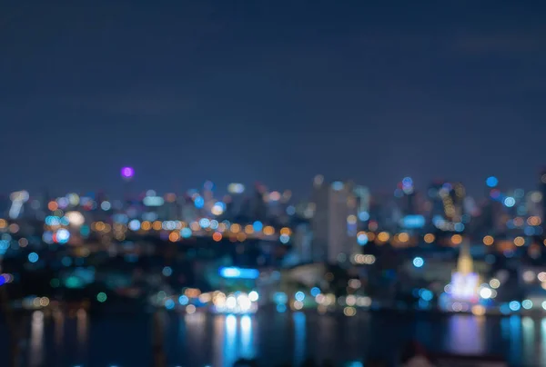 Bokeh Abstrakt Bakgrund Skyskrapa Byggnader Bangkok Stad Thailand Med Ljus — Stockfoto