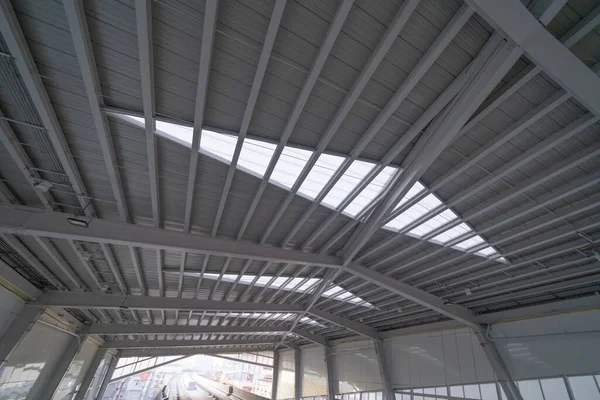 Estructura Acero Del Techo Moderno Edificio Estación Terminal Ventanas Metálicas — Foto de Stock