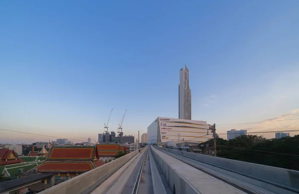 Train View Railway Bangkok Downtown Icon Siam Financial District Skyscraper — Stock Photo, Image