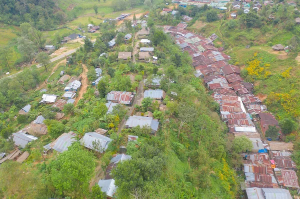 Vista Aérea Superior Refugiados Imigrantes Casas Aldeia Residenciais Campo Área — Fotografia de Stock