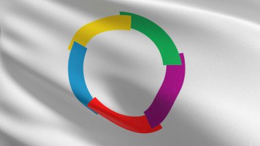 Francophonie bayrağı. Dalgalanan işaret sembolünün 3 boyutlu canlandırması.