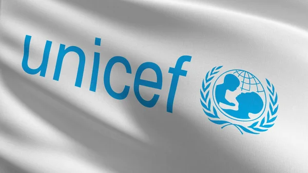 Σημαία Της Unicef Του Ταμείου Των Νωμένων Εθνών Για Παιδιά — Φωτογραφία Αρχείου