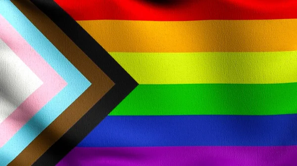 Bandera Gay Lgbt Arco Iris Símbolo Del Orgullo Soplando Viento — Foto de Stock