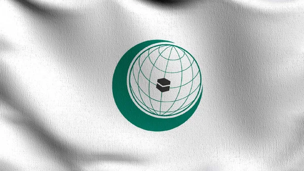 Oic Eller Organisation Islamic Cooperation Flagga Som Blåser Vinden Isolerad — Stockfoto