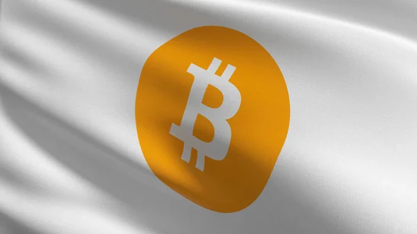 Bandera Criptomoneda Bitcoin Signo Ilustración Representación Del Símbolo Signo Ondulante —  Fotos de Stock