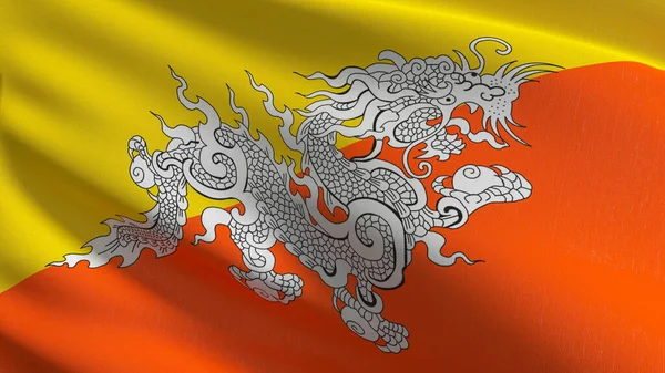 National Flag Bhutan Rendering Illustration Waving Sign Symbol — Stock Photo, Image