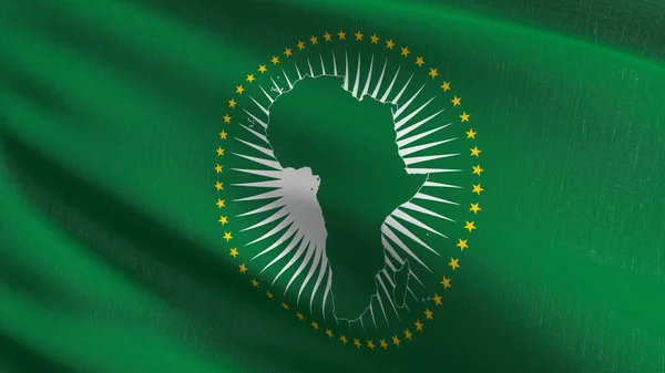 Vlajka Africké Unie Vykreslování Ilustrace Symbolu Vlnění — Stock fotografie