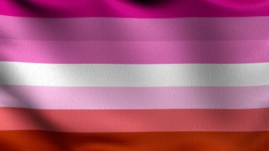 Biseksüel gurur lezbiyen bayrağı, LGBT, ya da gökkuşağı bayrağı. Rüzgarda savrulan gurur sembolü izole. Resmi vatansever soyut tasarım. Dalgalanan işaret sembolünün 3 boyutlu canlandırması.