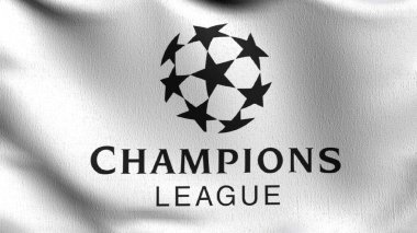 Uefa Şampiyonlar Ligi bayrağı. Dalgalanan işaret sembolünün 3 boyutlu canlandırması.