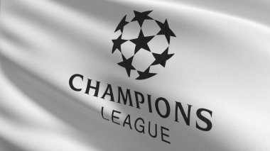 Uefa Şampiyonlar Ligi bayrağı. Dalgalanan işaret sembolünün 3 boyutlu canlandırması.