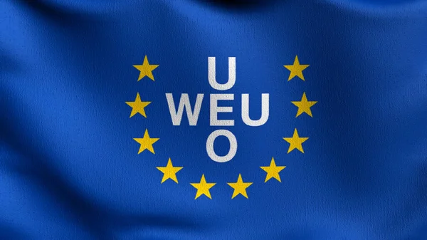 Veu Eller Västeuropeiska Unionens Flagga Rendering Illustration Vinka Tecken Symbol — Stockfoto