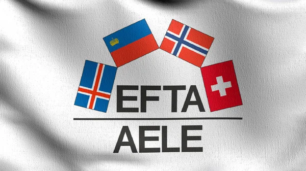 Efta Flagg Eller Europeiska Frihandelssammanslutningen Rendering Illustration Vinka Tecken Symbol — Stockfoto