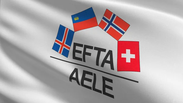 Efta Flagg Eller Europeiska Frihandelssammanslutningen Rendering Illustration Vinka Tecken Symbol — Stockfoto