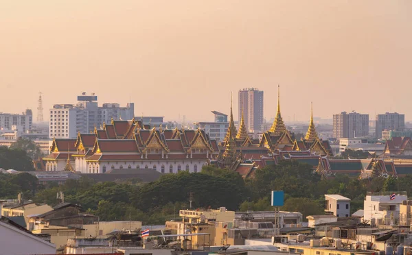 Vista Aérea Templo Esmeralda Buda Wat Phra Kaew Edifícios Arranha — Fotografia de Stock