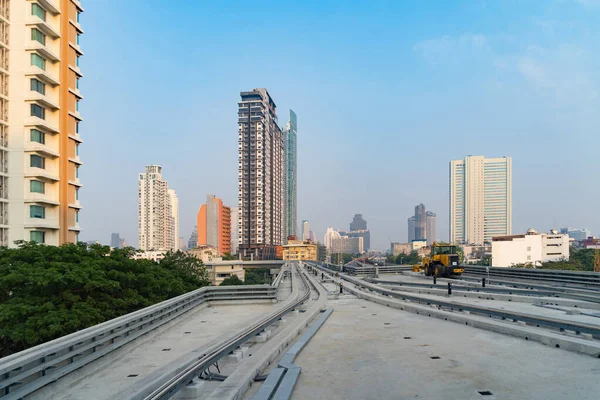 Vista Trem Ferrovia Bangkok Downtown Para Icon Siam Distrito Financeiro — Fotografia de Stock