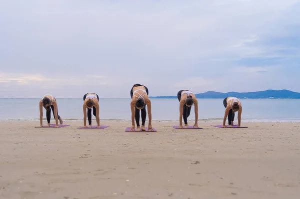 Groep Van Aziatische Vrouwen Yoga Klasse Club Doen Oefening Yoga — Stockfoto