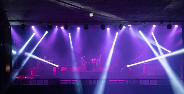 Empty Stage Concert Colorful Lighting Laser Beam Spotlight Show Disco — Stock Photo, Image