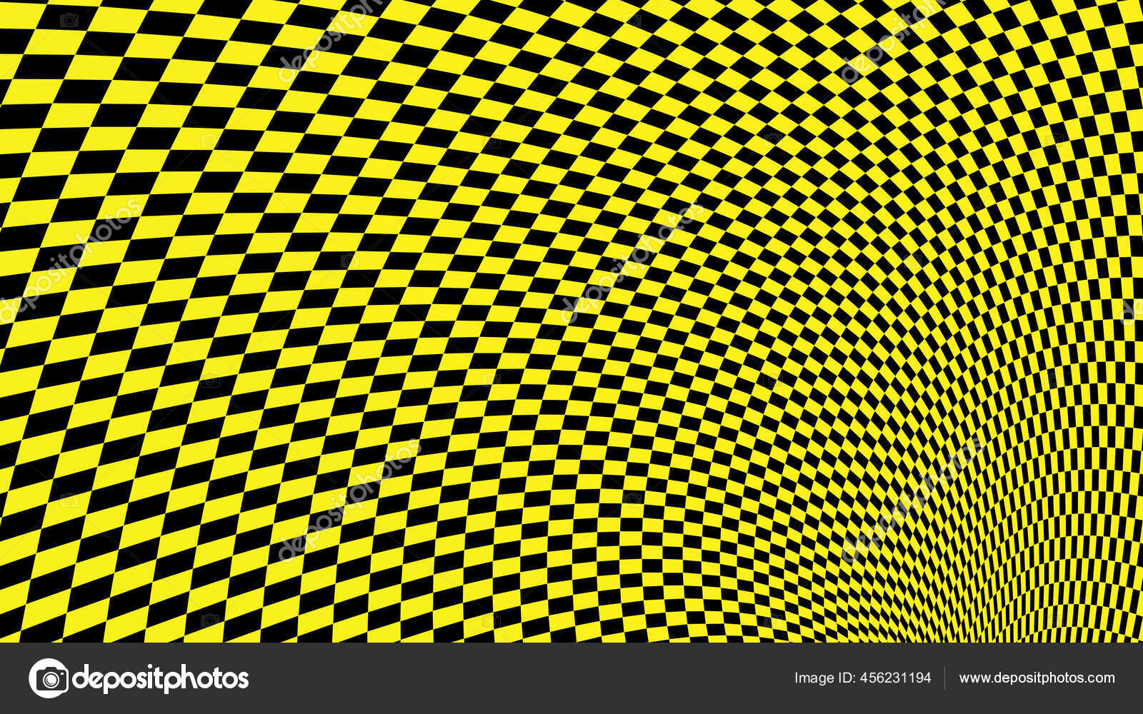 Checkered Abstract Wallpaper Black Yellow Fabric Illusion Pattern