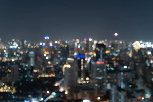 Bokeh Abstrakt Bakgrund Skyskrapa Byggnader Bangkok Stad Thailand Med Ljus — Stockfoto