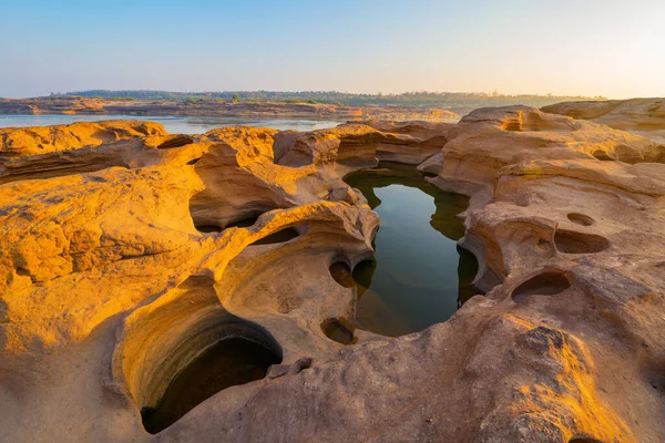 Sam Phan Bok Ubon Ratchathani Thailand Droge Rotsrif Mekong Rivier — Stockfoto