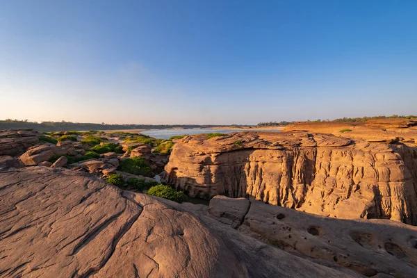 Sam Phan Bok Ubon Ratchathani Thailand Droge Rotsrif Mekong Rivier — Stockfoto