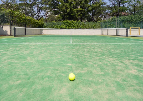 Empty Tennis Court Net Sport Recreation Activity Field Ground Outdoor — Stock Photo, Image