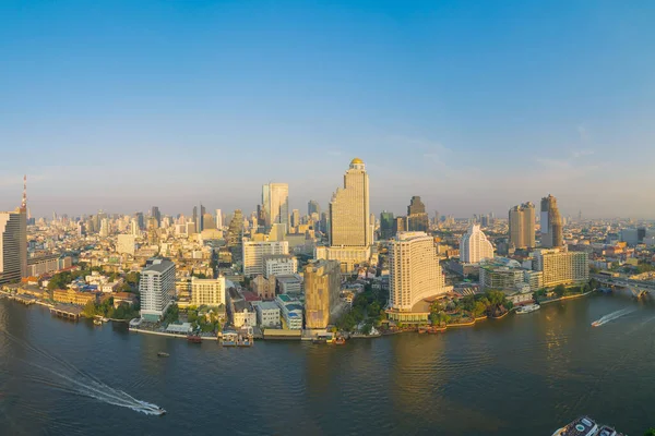 Повітряний Вид Міста Бангкок Небесний Маршрут Річки Чао Фрая Таїланді — стокове фото