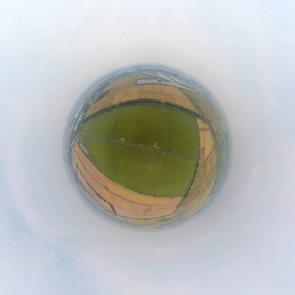 Pequeno Planeta 360 Graus Esfera Panorama Vista Aérea Superior Arroz — Fotografia de Stock