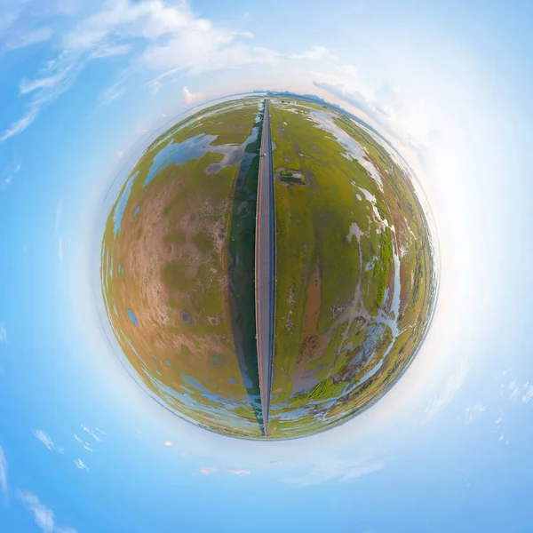 Malá Planeta 360 Stupňů Panorama Leteckého Pohledu Ulici Silnice Dálnice — Stock fotografie