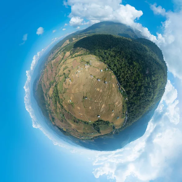 Petite Planète Sphère 360 Degrés Panorama Vue Aérienne Des Terrasses — Photo