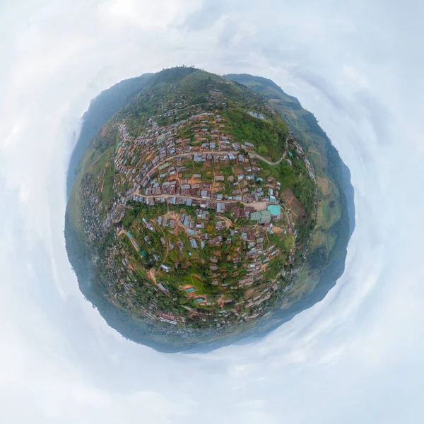 Pequeño Planeta Esfera 360 Grados Panorama Vista Aérea Las Casas —  Fotos de Stock