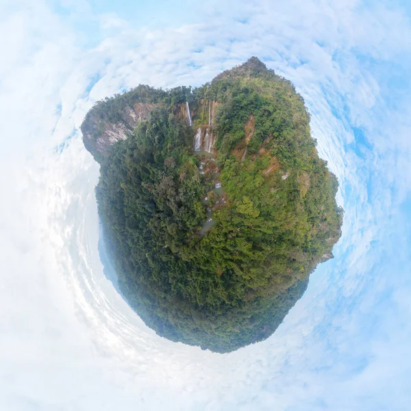 Pequeño Planeta Esfera 360 Grados Panorama Cascada Thi Lor Paisaje —  Fotos de Stock