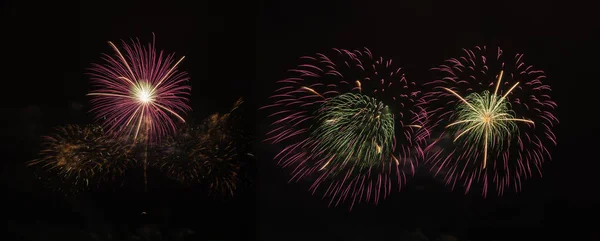 Διεθνής Έκθεση Πυροτεχνημάτων Νύχτα Ποικιλία Από Πολύχρωμα Πυροτεχνήματα Στις Γιορτές — Φωτογραφία Αρχείου