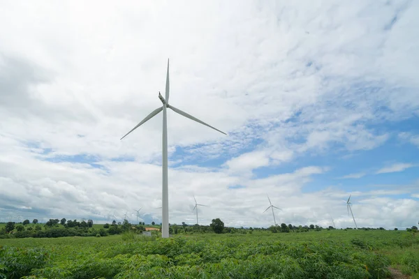 Ветряные Турбины Ветряные Мельницы Сельскохозяйственных Полей Промышленности Завода Энергия Устойчивая — стоковое фото