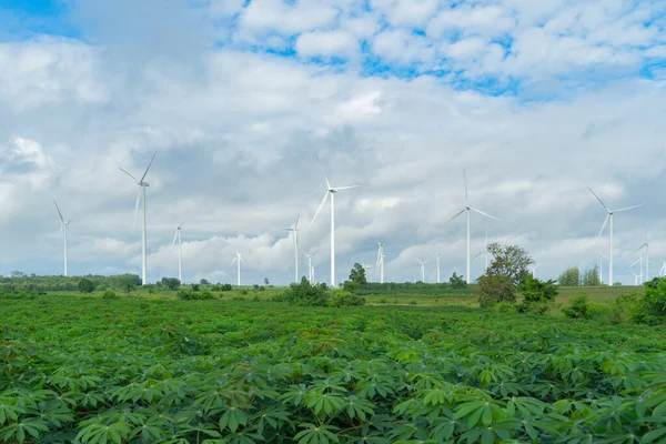 Turbine Eoliche Mulini Vento Campo Agricolo Fabbrica Industria Energia Energia — Foto Stock