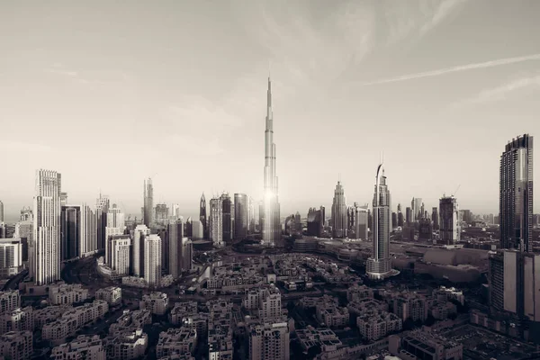 Vista Aérea Burj Khalifa Horizonte Fonte Dubai Downtown Emirados Árabes — Fotografia de Stock