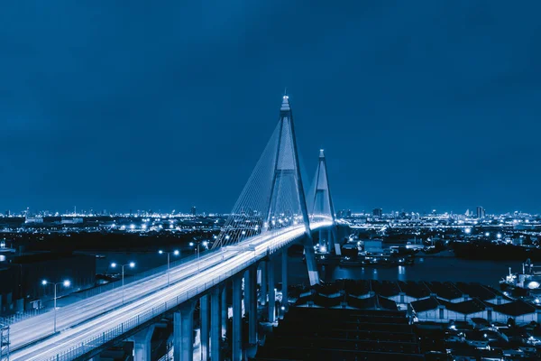 Vista Aérea Del Puente Bhumibol Río Chao Phraya Estructura Del — Foto de Stock