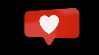 Kalp, aşk ikonu. Sosyal medya ağı uygulaması. Viral sosyal medya ağı pazarlaması. Reklam illüstrasyonu. Animasyon. Dijital grafik öğesi. İzleyiciler bildirimi.