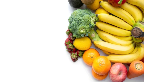 Változatos Színes Friss Gyümölcsök Zöldségek Nyers Bio Egészséges Étel Bevásárlás — Stock Fotó