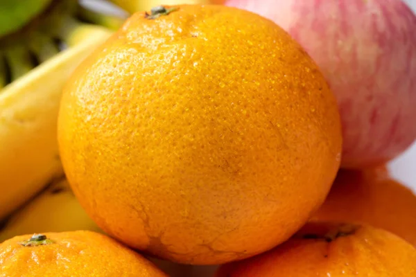 Close Oranges Fruit Skin Texture Various Colorful Fresh Fruits Vegetables — стоковое фото